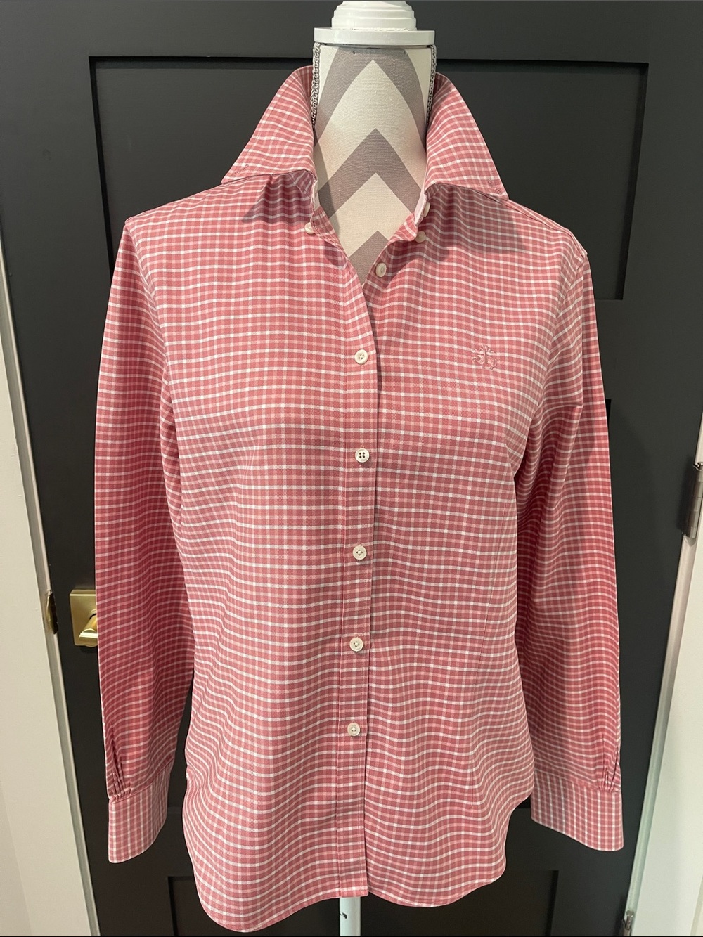 Brooks Brothers Preppy Pink and White Gingham Button Down Shirt Size 10